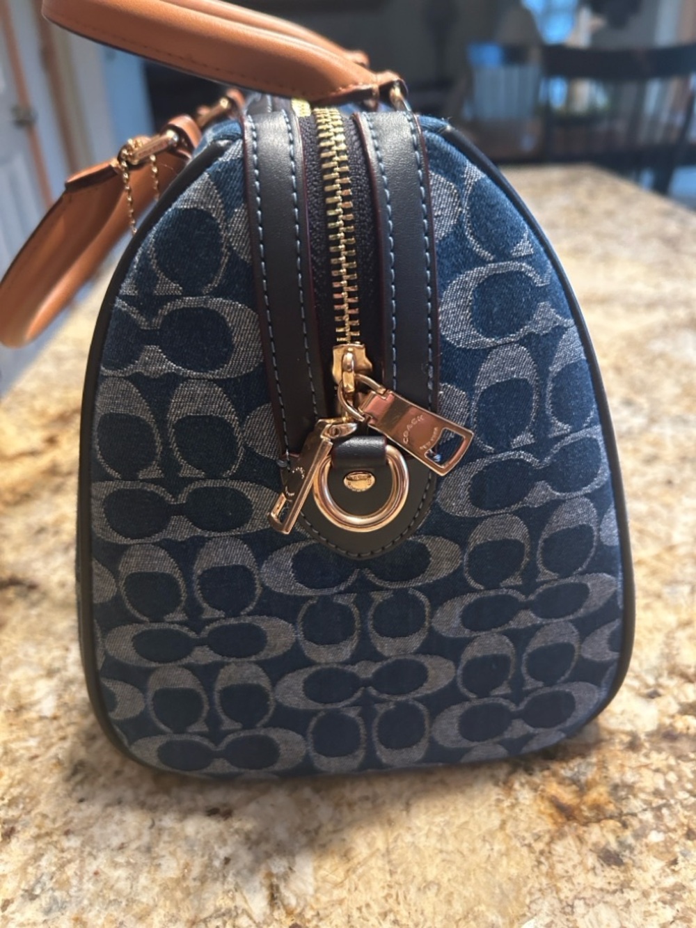 Large COACH Denim Rowan Satchel, EUC!! - Picture 4 of 10